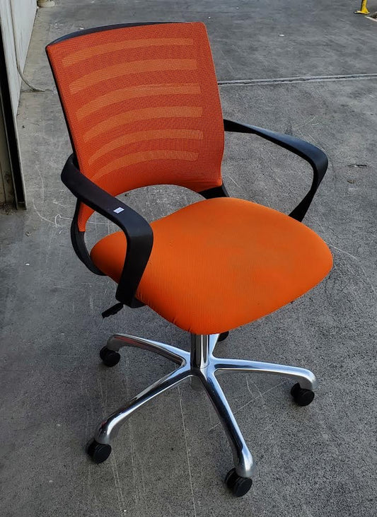 orange computer/office chair with wheels