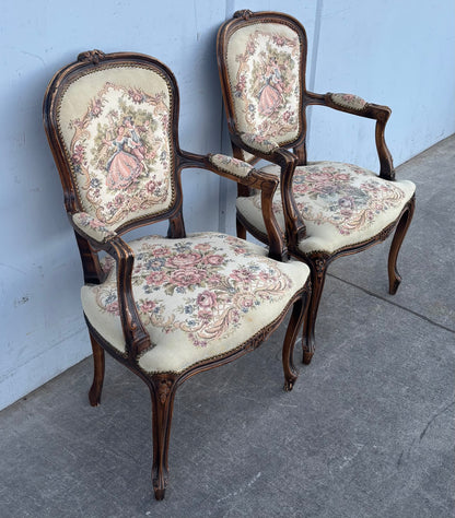 Vintage/ antique French style dining arm chairs needlepoint floral