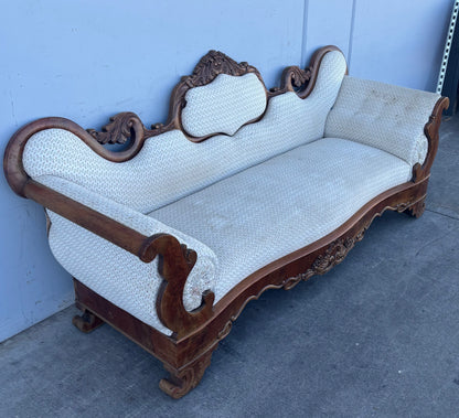 Antique/ vintage Victorian empire style carved white/ off white sofa