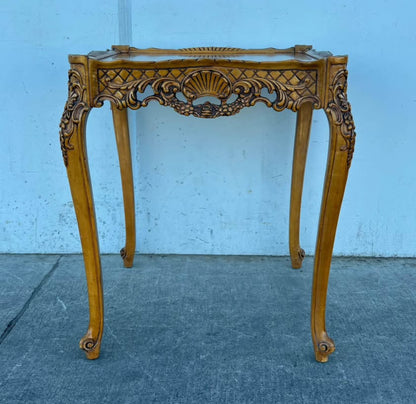 Antique French Provincial Ornate Hand Carved Accent End Table