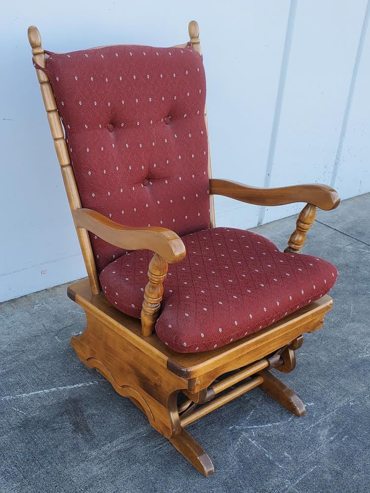 towne square rocking armchair red cushion light wood