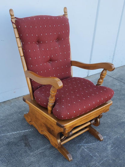 towne square rocking armchair red cushion light wood