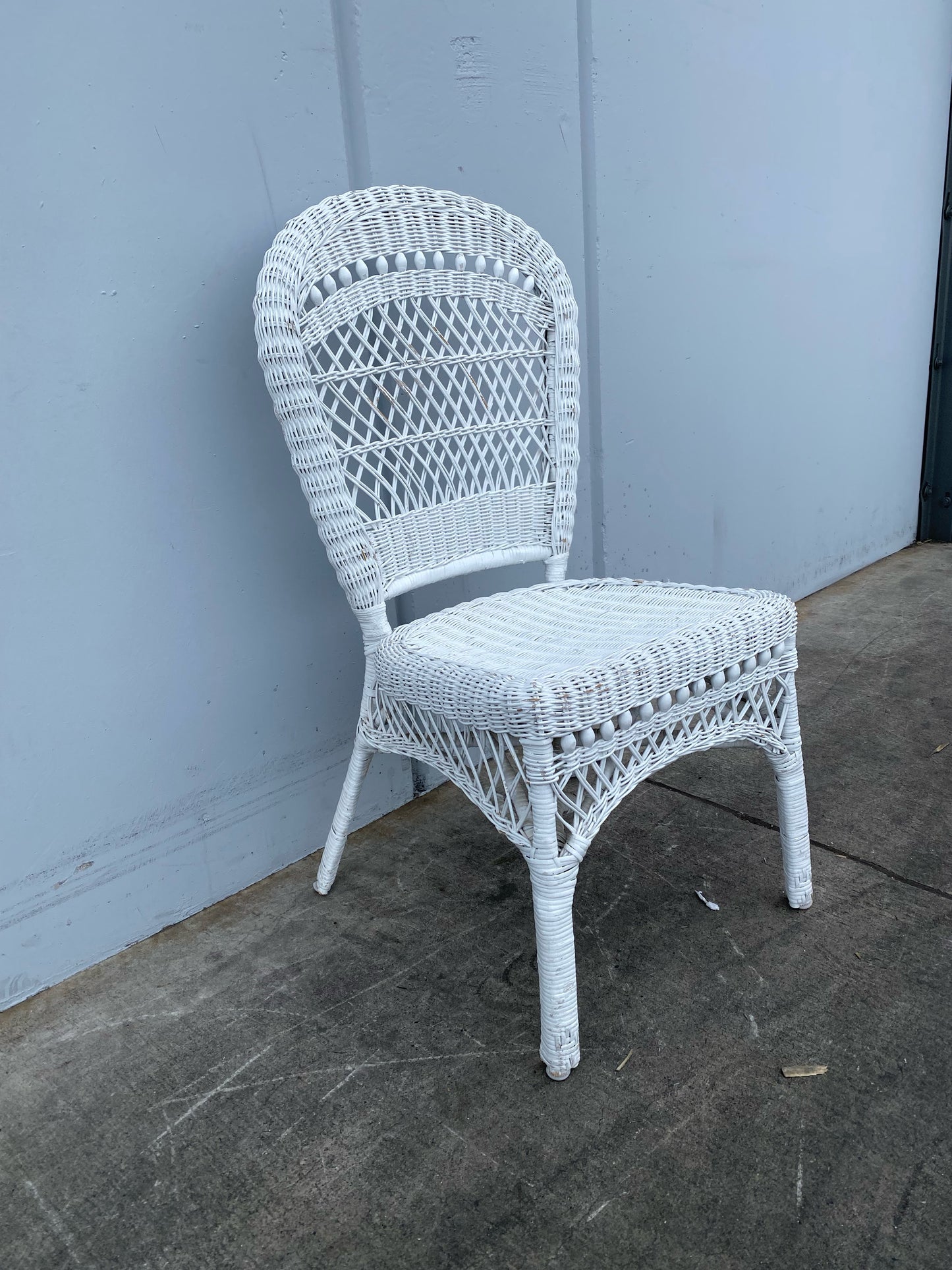 white side chair wicker/ cane/ rattan
