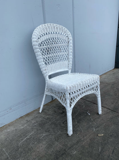 white side chair wicker/ cane/ rattan