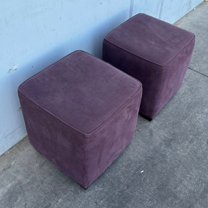 Crate and barrel purple ottomans/ footrests (2)