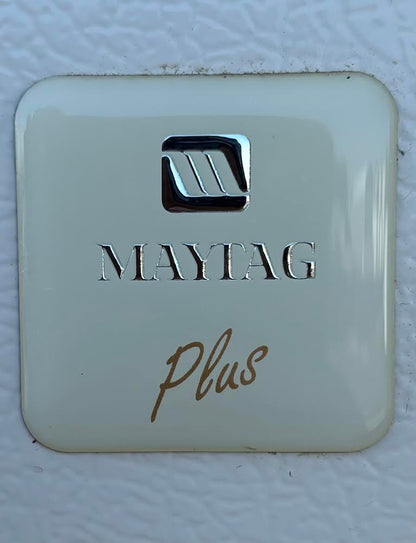 Maytag Plus White refrigerator With Gold Handles