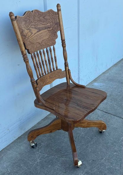 Antique Pressed Back Oak Steno Chair