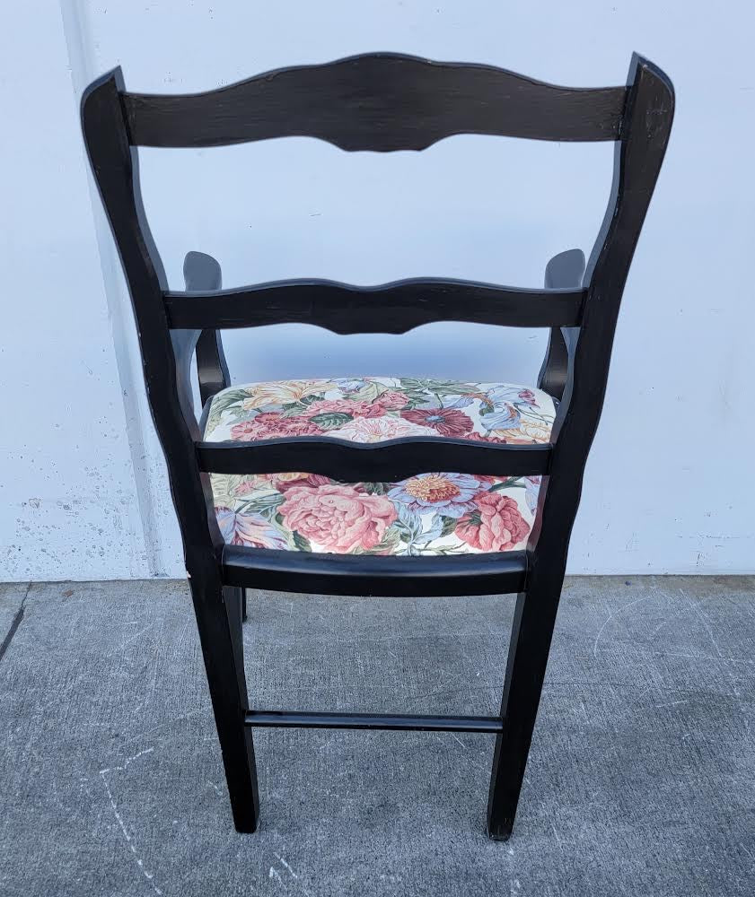 Black floral ladder back armchair