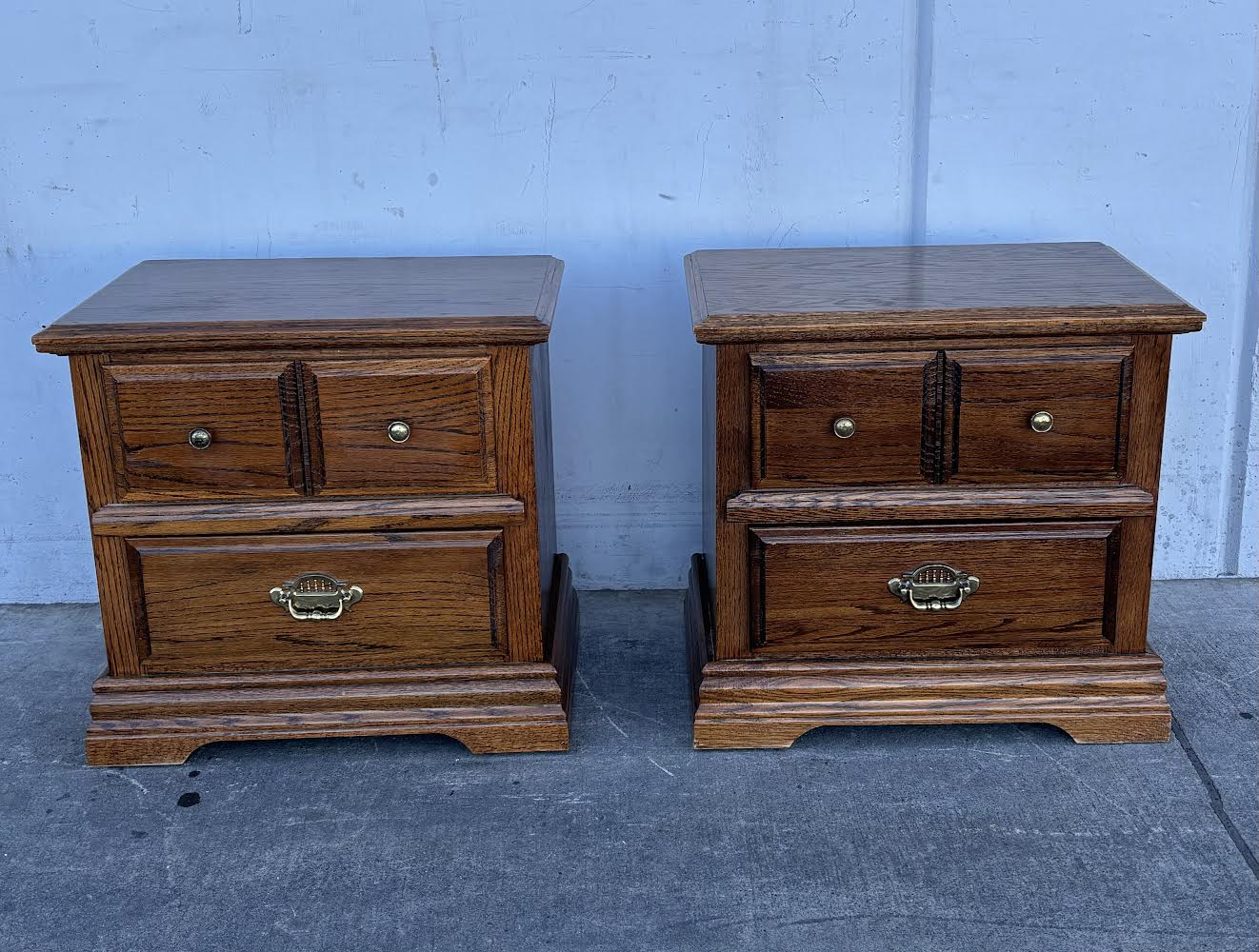 Matching 2 Drawer Wooden Night Stands