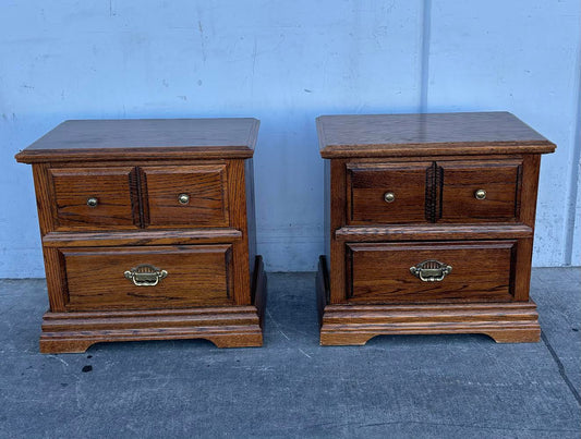 Matching 2 Drawer Wooden Night Stands