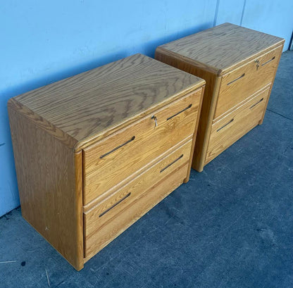 2 Matching Solid Wood Filing Cabinets