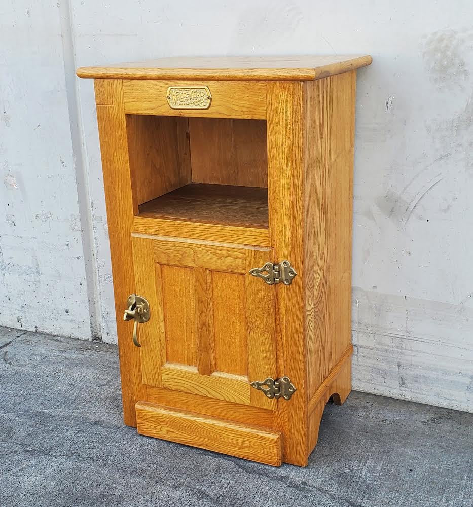 White Clad oak Ice Box/ nightstand /end/ side table storage cabinet