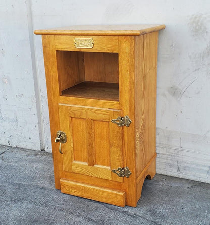 White Clad oak Ice Box/ nightstand /end/ side table storage cabinet