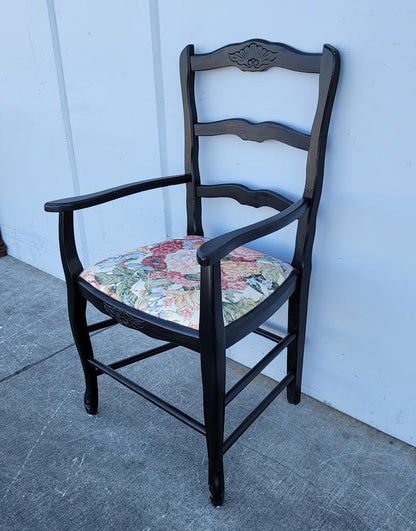 Black floral ladder back armchair