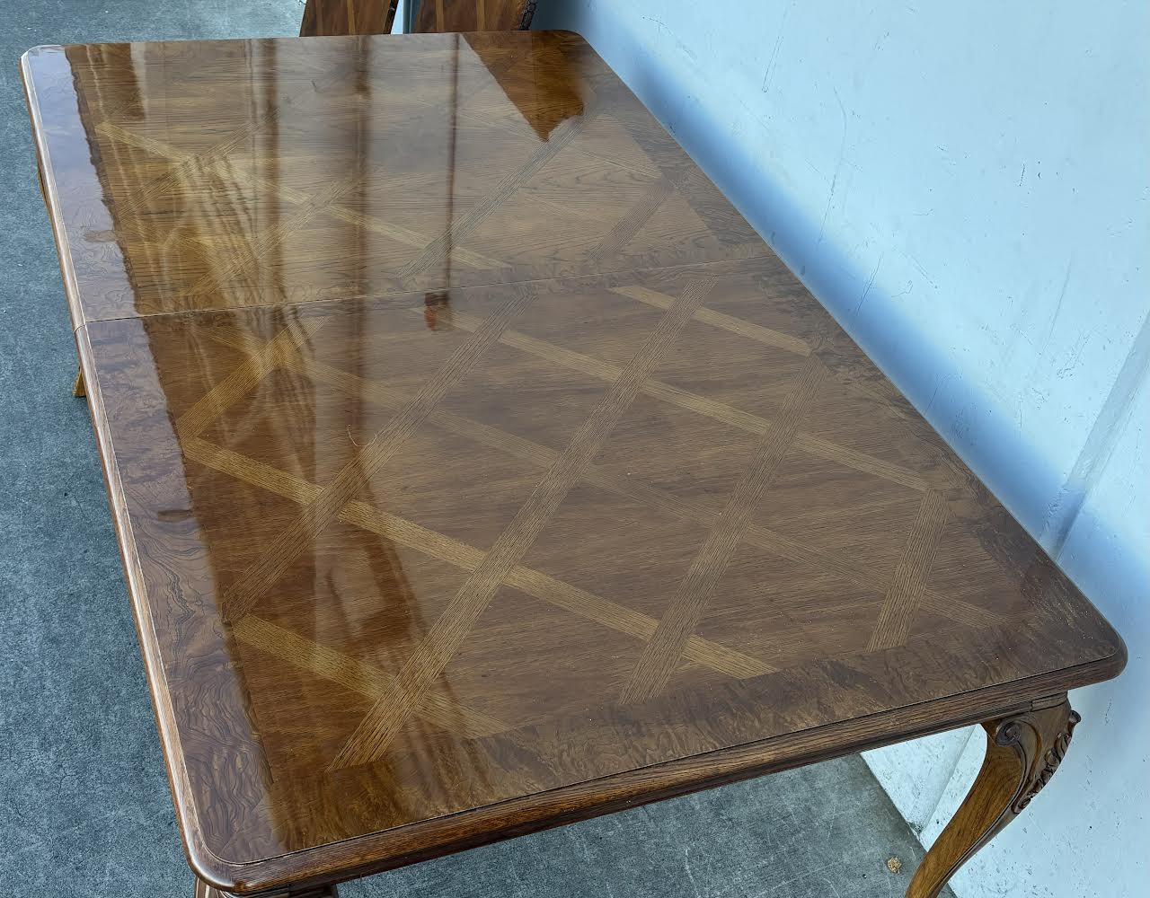 Vintage Wood Carved Dining Table with leaves