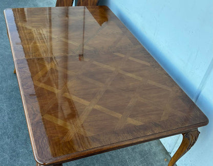 Vintage Wood Carved Dining Table with leaves