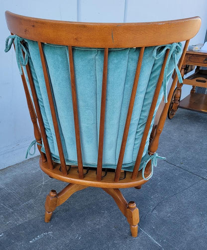 Antique/vintage blue cushion platform rocking chair