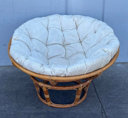 vintage rattan papasan style outdoor patio lounge chair