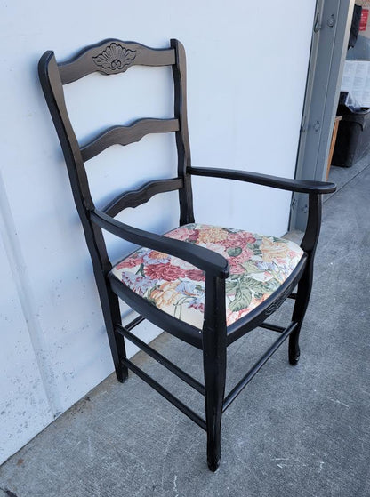 Black floral ladder back armchair