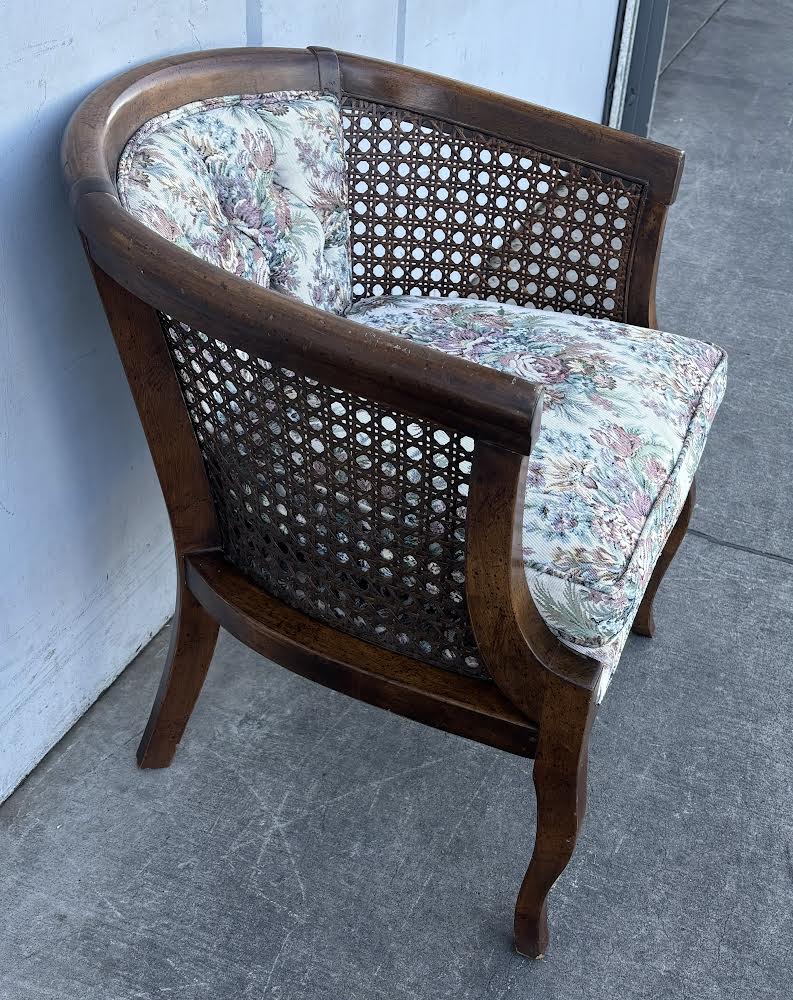 Vintage Cane Chair Floral Cushion
