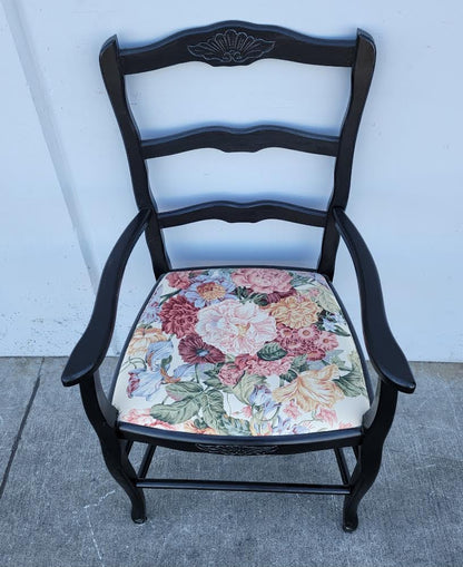 Black floral ladder back armchair