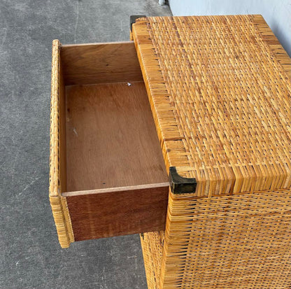 Late 20th Century Vintage Coastal Wrapped Rattan Chest of Drawers