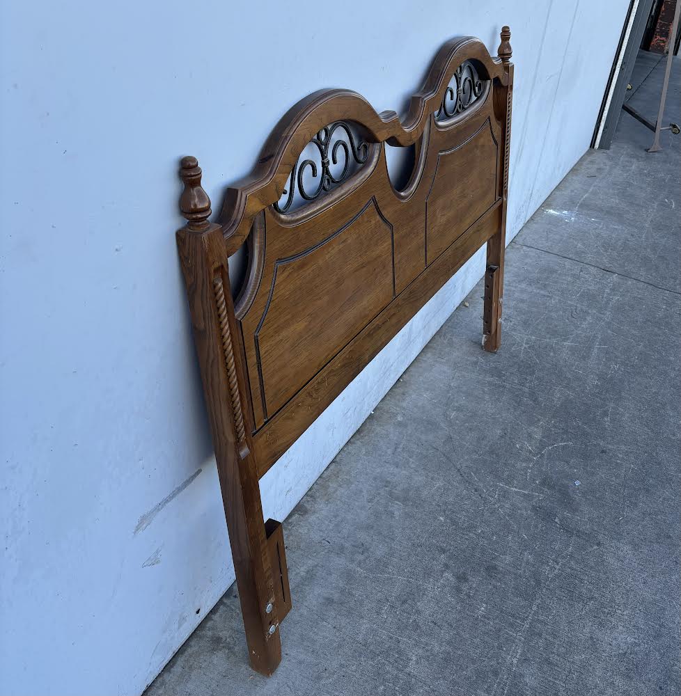 60.5” Antique Wood Carved Headboard matador pecan