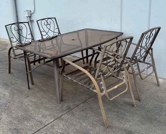 Outdoor Dining Set Wrought Iron 1 Table 4 Chairs by Pacific Bay
