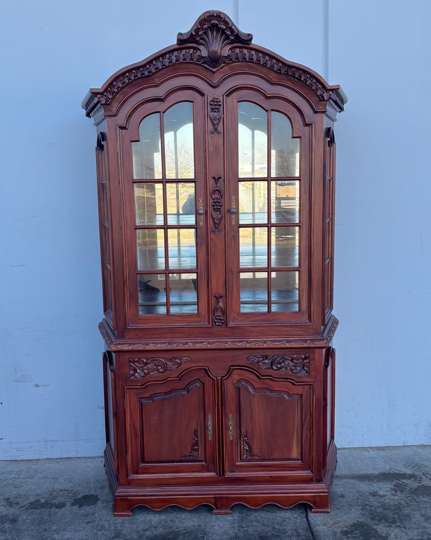 mahogany/ cherry china hutch display cabinet antique/ vintage