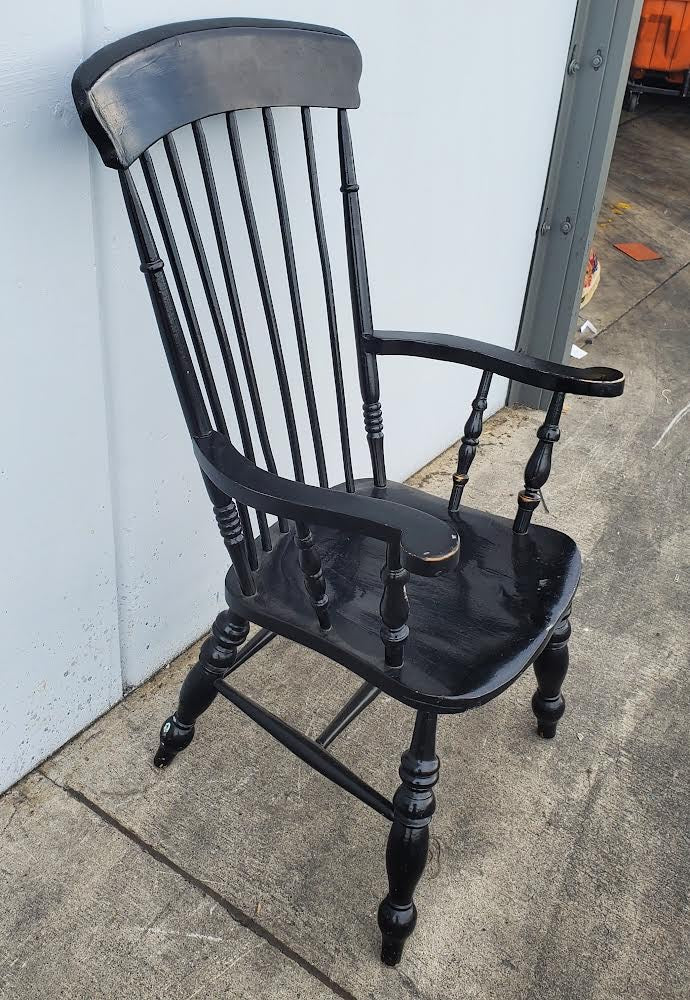 black fan back windsor style armchair
