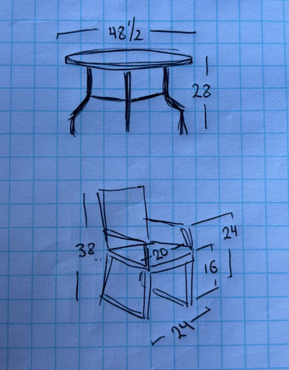 Patio/ outdoor set round table with 2 swivel/rocker chairs