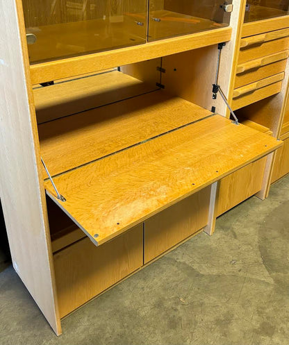 Mid Century/Scandinavian Modern Display Cabinets, Wall Unit, Oak
