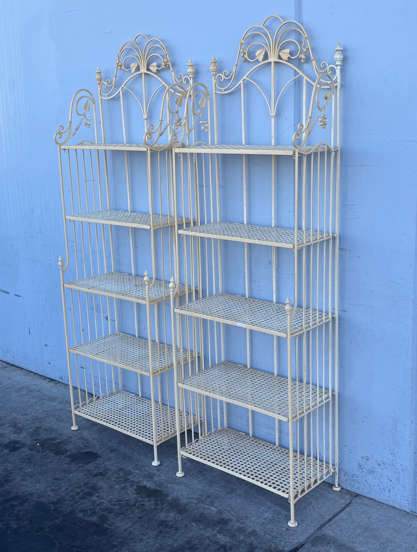 white/cream wrought iron bakers racks/ shelves (2)