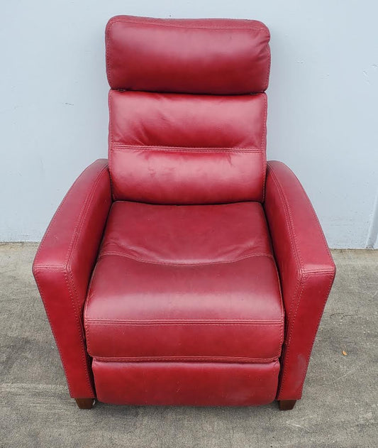 Red leather recliner club armchair