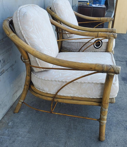 Mcguire pair of Bamboo rattan  lounge armchairs