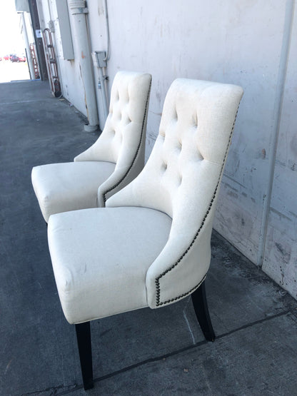 white 2 tufted dining side chairs lydia style