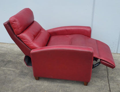 Red leather recliner club armchair