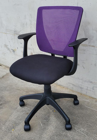 desk/office/computer chair on wheels  swivel, rolling mesh purple back