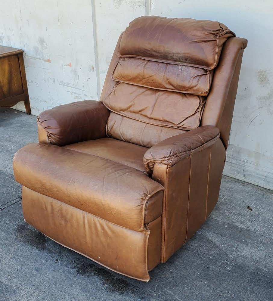 brown faux leather recliner armchair