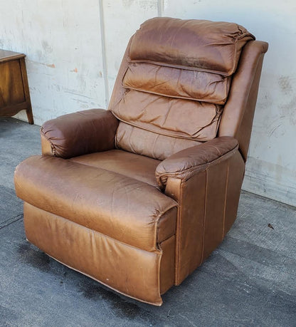 brown faux leather recliner armchair