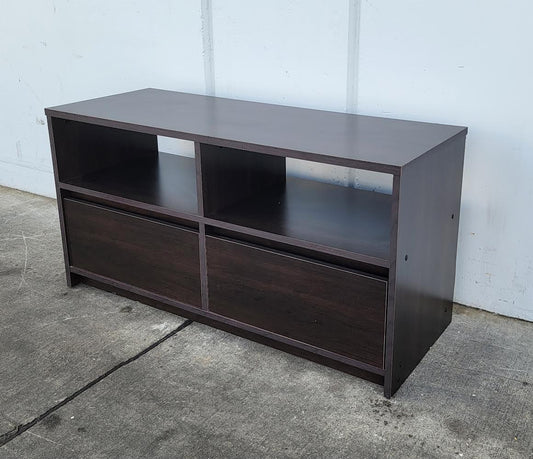 tv stand cabinet 2 drawers dark wood