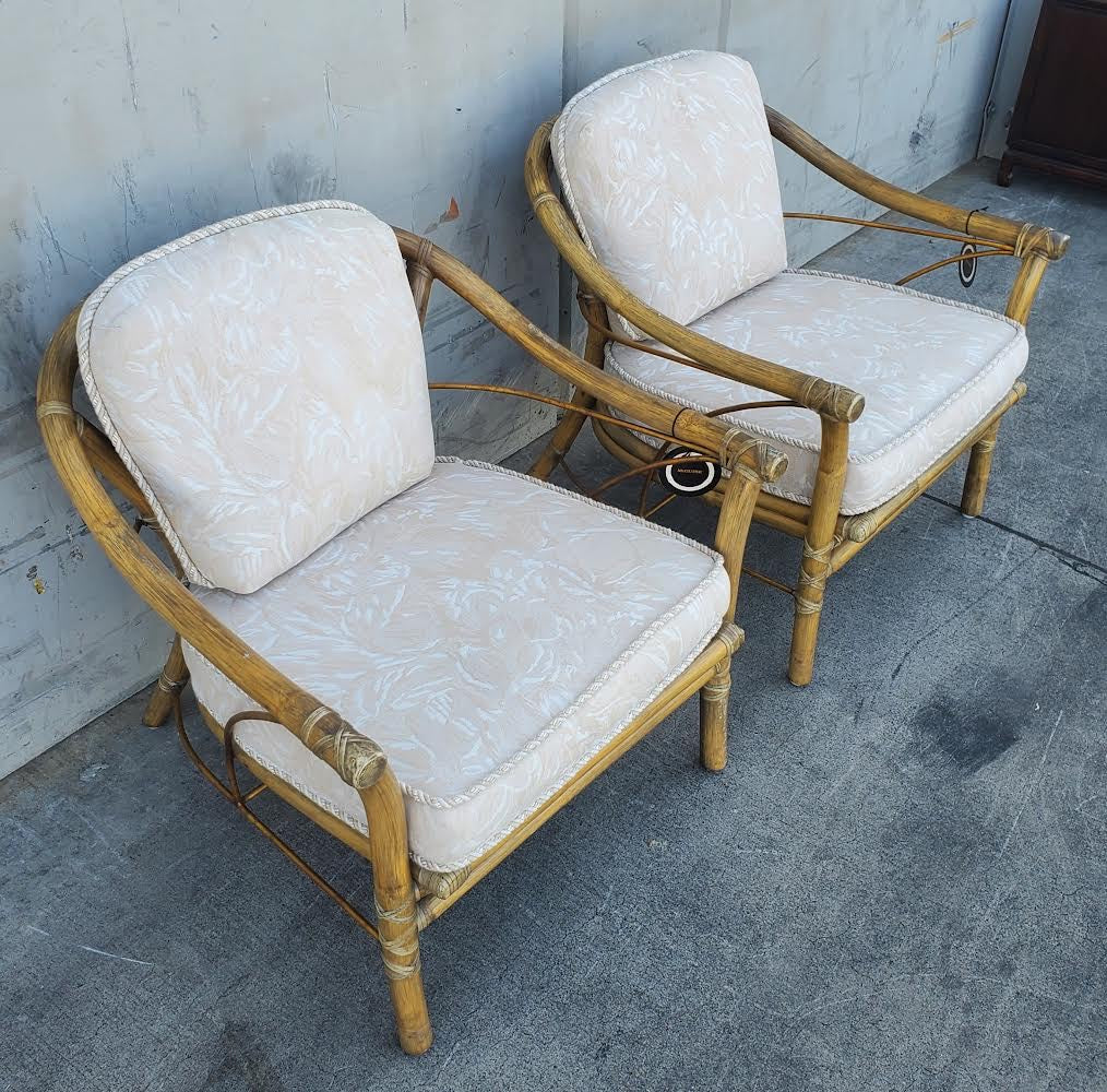 Mcguire pair of Bamboo rattan  lounge armchairs