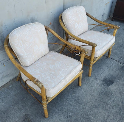 Mcguire pair of Bamboo rattan  lounge armchairs