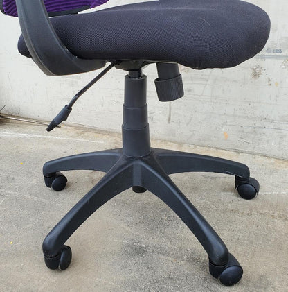 desk/office/computer chair on wheels  swivel, rolling mesh purple back