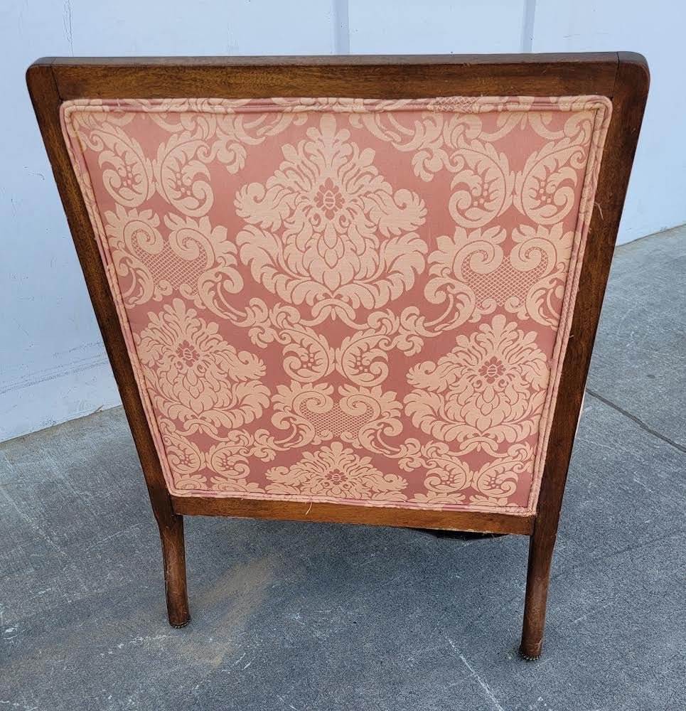 Pink dark wood bergere armchair antique/vintage