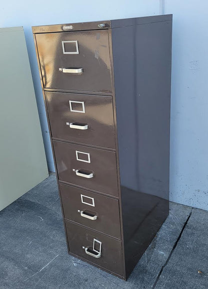 McDowell & Craig brown vertical file cabinet with key
