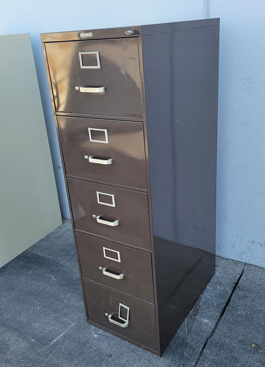 McDowell & Craig brown vertical file cabinet with key