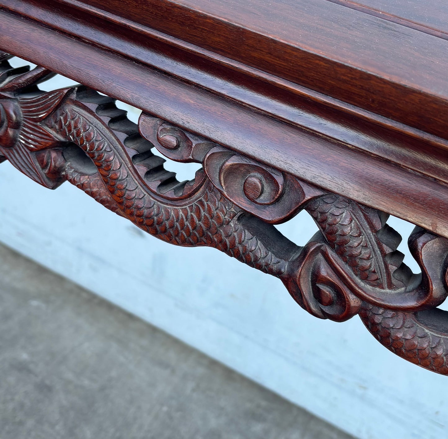 Chinese style carved ornate rosewood antique console table