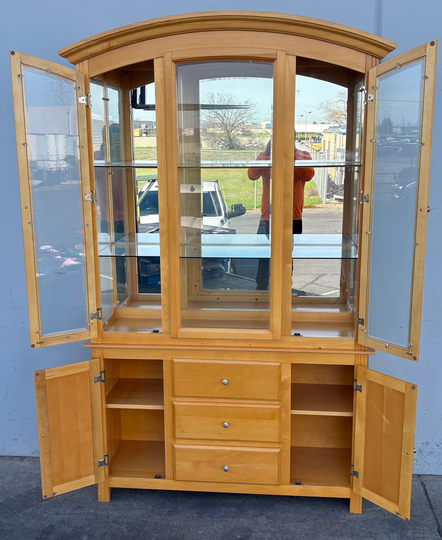 Light wood display china cabinet ( no light)
