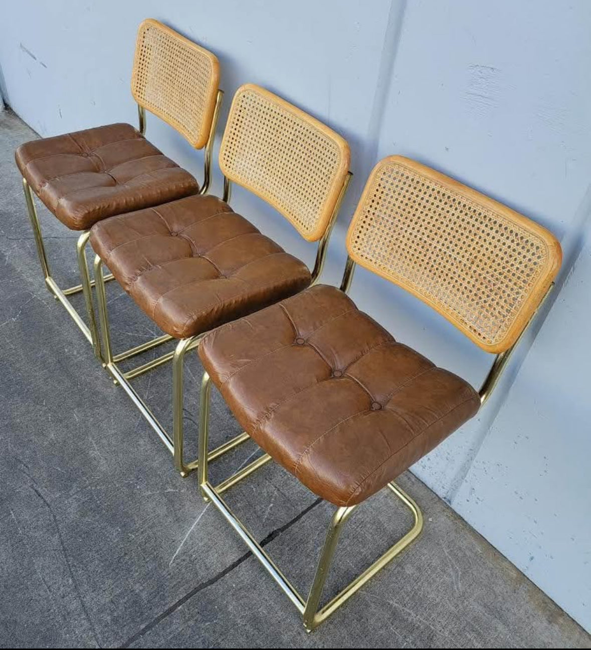 Bar/ counter stools wicker/cane/rattan back (3)